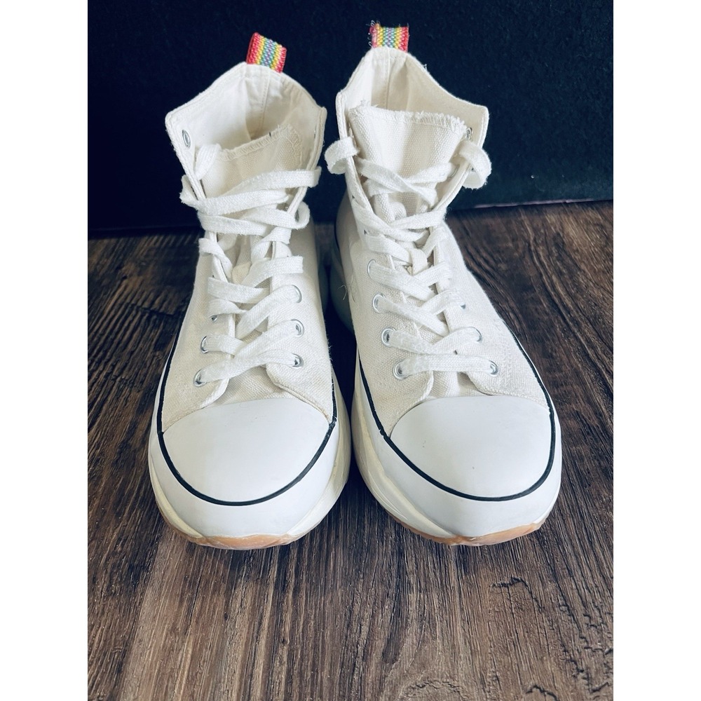 Steve Madden Winona Chunky High Top Platform Sneakers White 7‎ Rainbow Accent